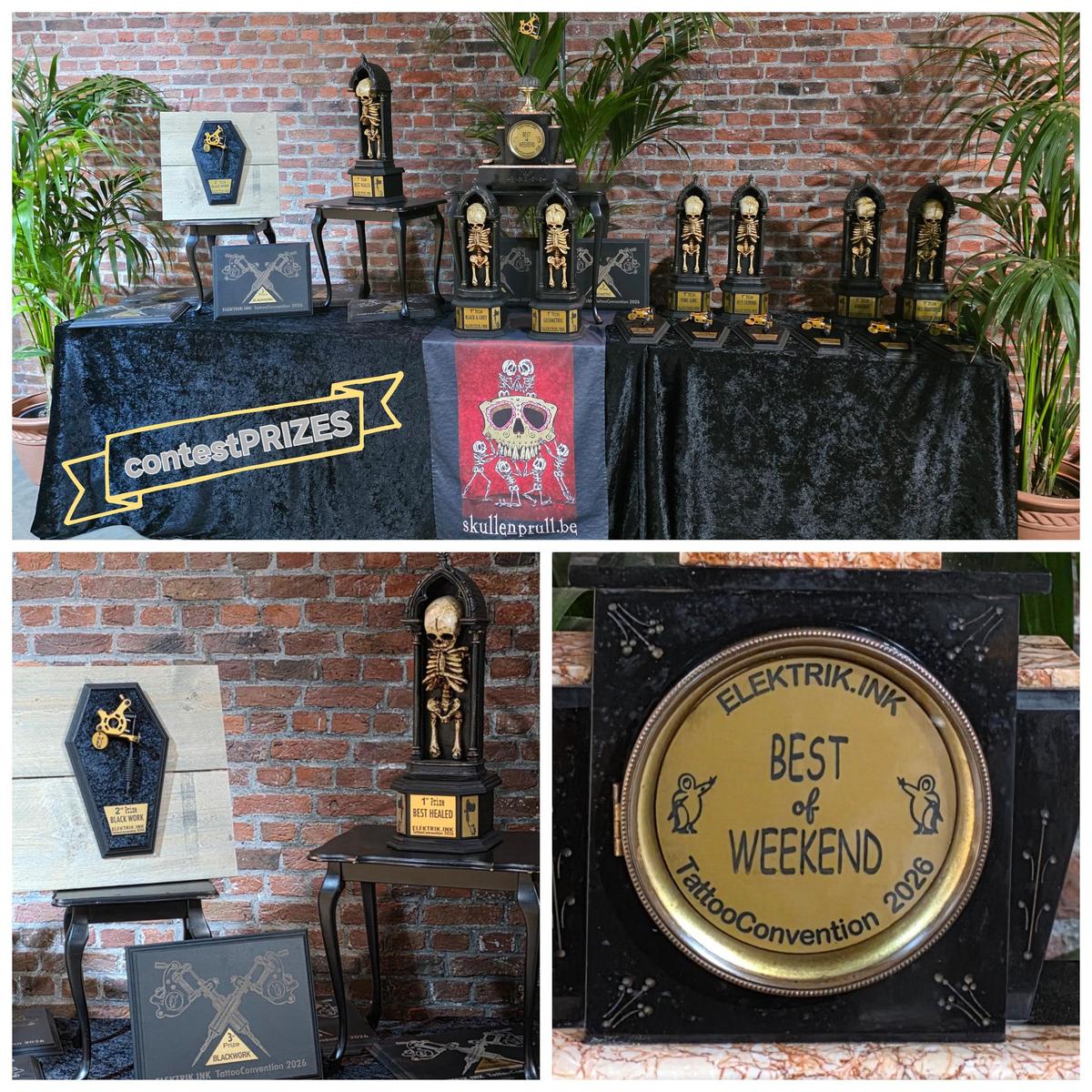 The handmade trophy table built for the Elektrik.Ink Tattoo Convention.